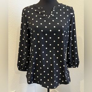 Talbots Classic Crepe Polka Dot Top Size XS